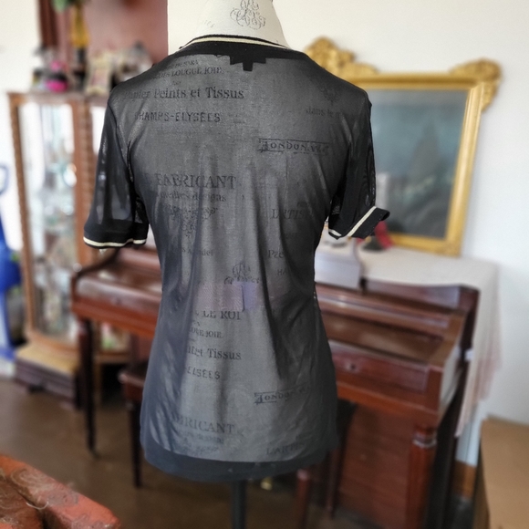 Sheer black jersey with gold sequined numbers - Picture 2 of 4